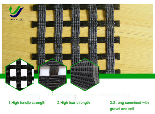 Hohe Dichtungsfestigkeit und geringe Dehnung von Geogrid aus gestricktem Polyester