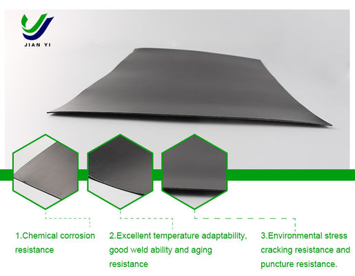 Umweltprojekt HDPE Glatte Geomembran Säure- und Alkalibeständig 700% Verlängerung beim Bruch 0,3 mm 3,0 mm Dicke
