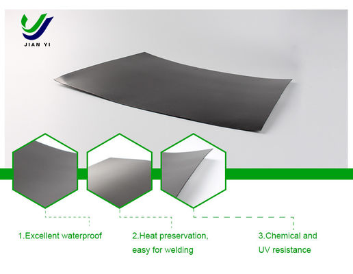 Nahtlose glatte HDPE-Geomembran mit einer Breite von 1 m bis 9 m, 700 % Bruchdehnung und ausgezeichneter chemischer Beständigkeit zur Versickerungskontrolle