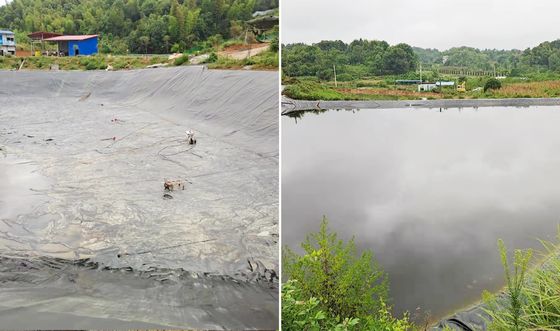 Hochleistungs-HDPE-Glattgeomembran mit 700% Verlängerung beim Bruch, ausgezeichnete chemische Beständigkeit und anpassbare Breite für die Aquakultur
