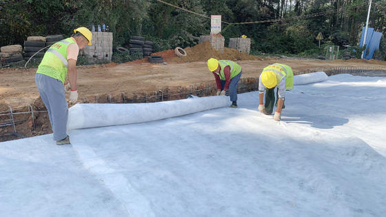 Geotextil aus nicht gewebtem Polyester mit hoher Verlängerung, Gewicht 100-800 g/m2 und ausgezeichnete Säure- und Alkalibeständigkeit für den schweren Bau