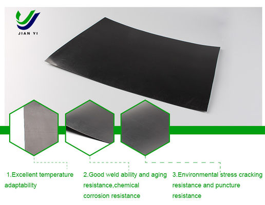 Glatte Oberfläche Schwarze Geomembran aus HDPE für Rückstände