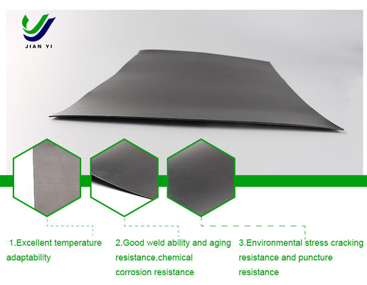 Hochleistungs-HDPE-Glattgeomembran mit 700% Verlängerung beim Bruch, ausgezeichnete chemische Beständigkeit und anpassbare Breite für die Aquakultur
