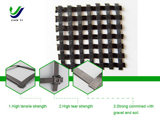Geogrid aus Stahl-Kunststoff mit starker Tragfähigkeit, UV-Widerstand und Zugfestigkeit von 30 ~ 120KN/m für Hochleistungsmaschinenbau