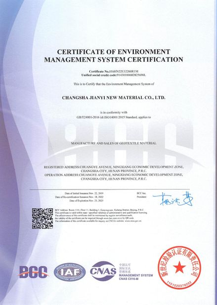 China Changsha Jian-Yi New Material Co., Ltd. zertifizierungen