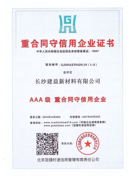 China Changsha Jian-Yi New Material Co., Ltd. zertifizierungen