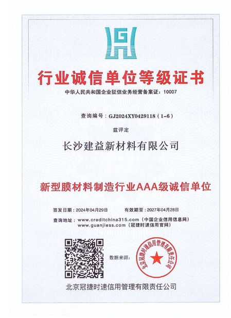 China Changsha Jian-Yi New Material Co., Ltd. zertifizierungen
